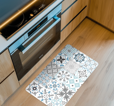 Blå mosaikk vinyl teppe kjøkken - Tenstickers