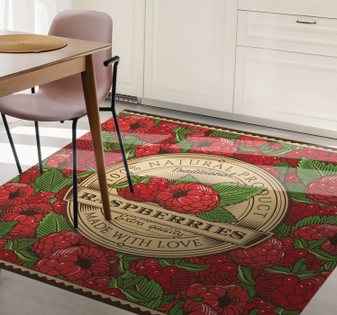 Bringebærblomstermønster vinyl teppe kjøkken - Tenstickers