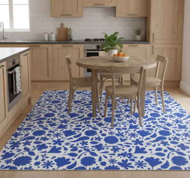 Delft blå diverse blomster vinyl teppe kjøkken - Tenstickers