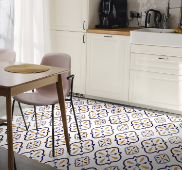 Floral fliser replika vinyl teppe kjøkken - Tenstickers