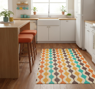 Geometrisk retro mid century 70-talls vinyl teppe kjøkken - Tenstickers