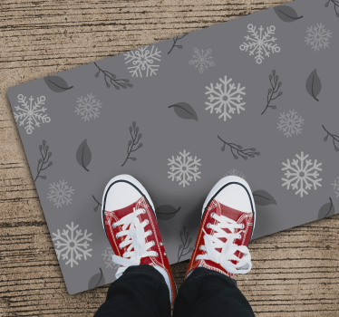 Grå bakgrunn med snøfnugg juleteppe - Tenstickers