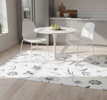 Grå vårblomster vinyl teppe kjøkken - Tenstickers