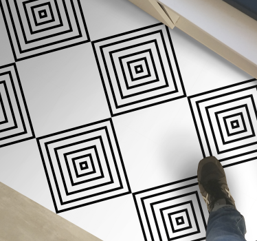 Grafisk fliseffekt fliser vinyl teppe - Tenstickers