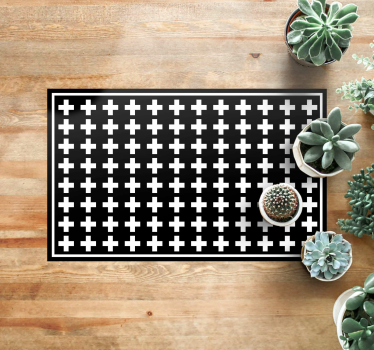 Hvitt og svart kryss minimalistisk teppe - Tenstickers
