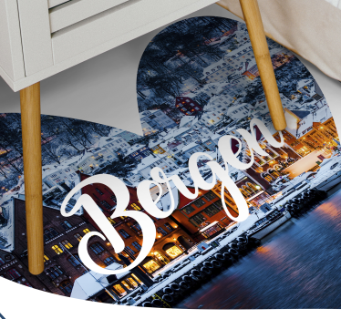 Jeg elsker bergen city heart nordic style vinyl teppe - Tenstickers