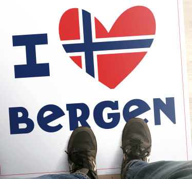 Jeg elsker bergen norge hjerte nordisk stil vinyl teppe - Tenstickers