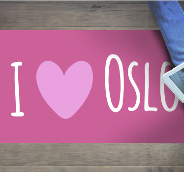Jeg elsker oslo rosa hjerte vinyl teppe i nordisk stil - Tenstickers