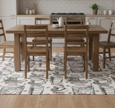 Kaffemønster vinyl teppe kjøkken - Tenstickers