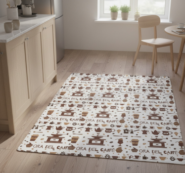 Kaffetid vinyl teppe kjøkken - Tenstickers