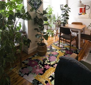 Leopard trykk blomster dyre trykk teppe - Tenstickers