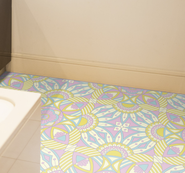 Mandala sømløs fargerikt kjøkken kjøkkengulv - Tenstickers