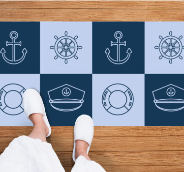 Marine symboler fliser kjøkken vinylteppe - Tenstickers