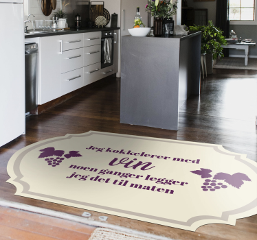 Matlaging med vin tekst skreddersydd vinyl teppe - Tenstickers