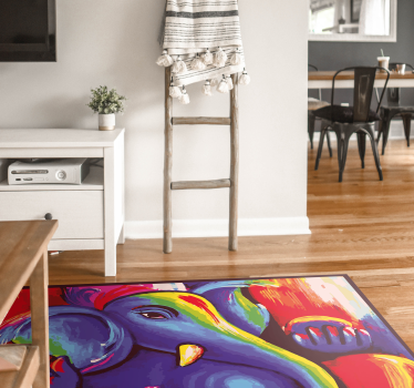 Moderne kunst elefant fargerike moderne vinyl teppe - Tenstickers
