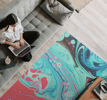 Moderne kunst fargerike bølger vinyl teppe - Tenstickers