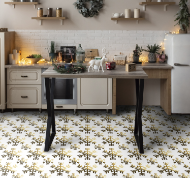 Mønster av gule snøfnugg Jul vinyl teppe - Tenstickers