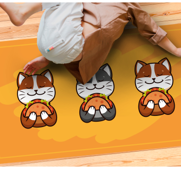 Morsom katt som spiser et taco kjøkkengulv - Tenstickers