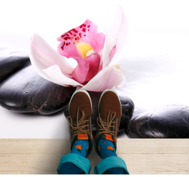Orkide med steiner blomst vinyl teppe - Tenstickers