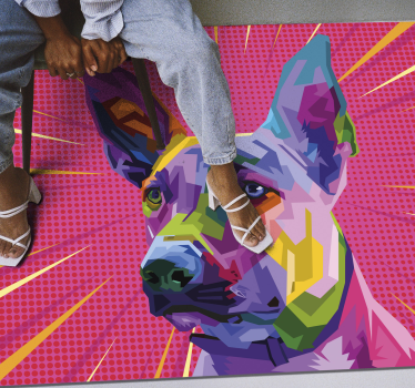 Regnbue pop art hund dyrematte - Tenstickers