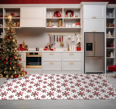 Røde snøfnugg Jul vinyl teppe - Tenstickers
