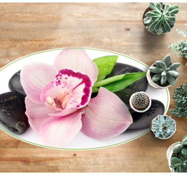Rosa orkidé med steiner blomst vinyl teppe - Tenstickers