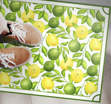 Sitroner og limer ramme frukt vinyl teppe - Tenstickers