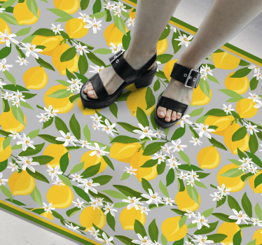 Sitrontre ramme blomster vinyl teppe - Tenstickers