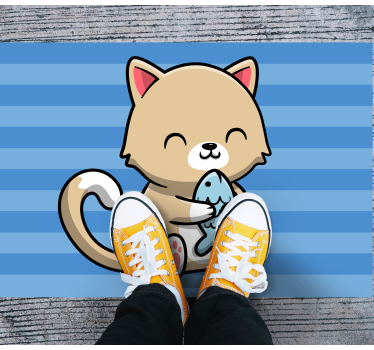 Søte beige katt kjøkkengulv - Tenstickers