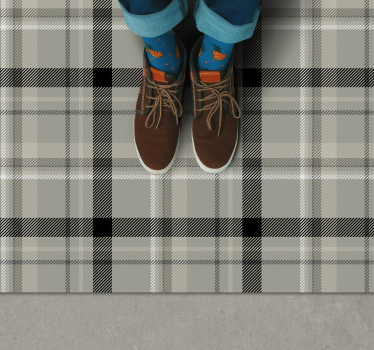 Svart og hvit tartan fliser vinylmatte - Tenstickers