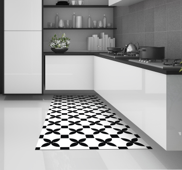 Svart trykt street tile effekt vinyl teppeflisematte - Tenstickers