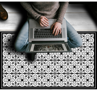 Svarte og hvite fliser kjøkkengulv - Tenstickers