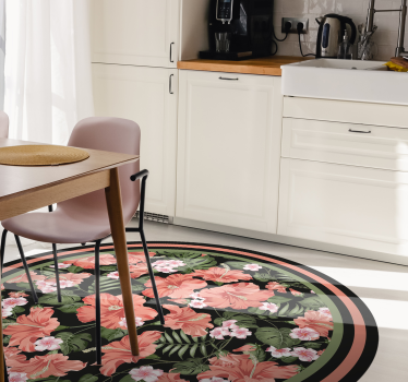 Tropisk blomstrende hibiskuskjøkken på gulvet - Tenstickers