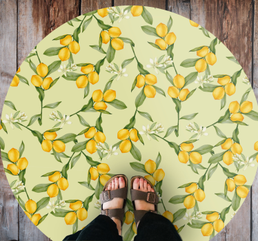 Tropisk sommer sitroner mønster moderne vinyl teppe - Tenstickers