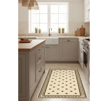 Vintage beige motiv vinyl teppe kjøkken - Tenstickers