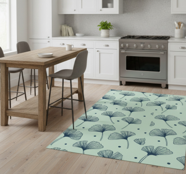 Vinyl teppe kjøkken blomster blå farge - Tenstickers