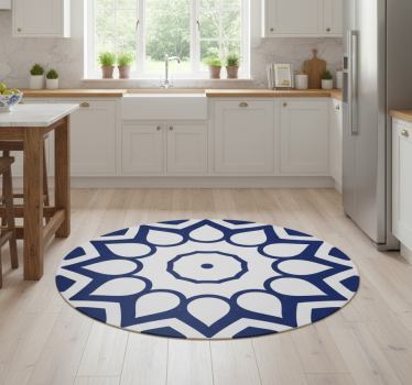 Vinyl teppe kjøkken delfts blå mandala blomster - Tenstickers