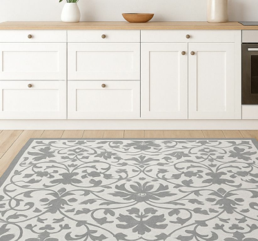 Vinyl teppe kjøkken elegant grå arabesk - Tenstickers