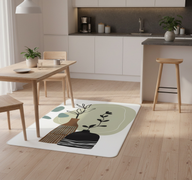 Vinyl teppe kjøkken fargede blader i vase - Tenstickers