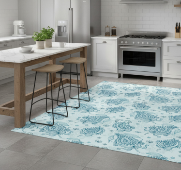 Vinyl teppe kjøkken floral paisley kjØleskap - Tenstickers