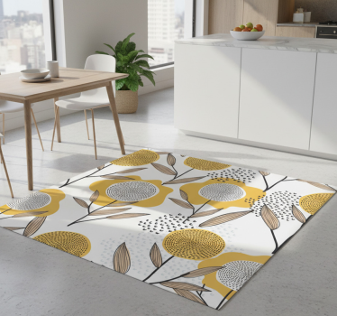 Vinyl teppe kjøkken gult abstrakt blomsterdesign - Tenstickers