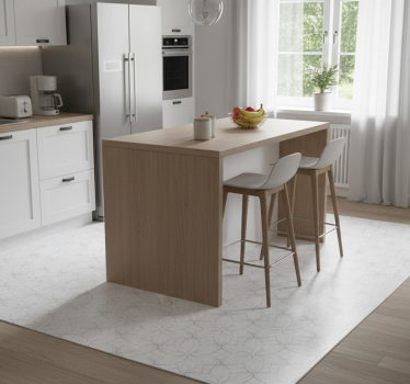Vinyl teppe kjøkken med blomster i minimalistiske hexagoner - Tenstickers