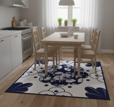 Vinyl teppe kjøkken med blomster mønster - Tenstickers