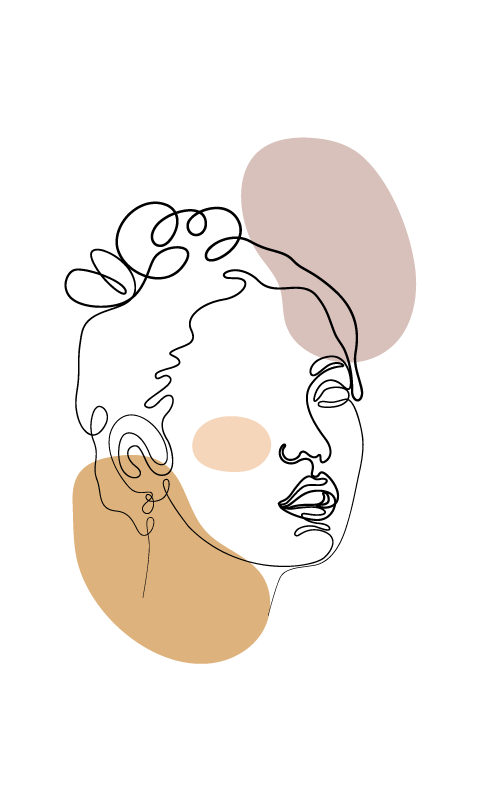 Abstrakt ansikt og sirkler vinyl teppe hvit - Tenstickers