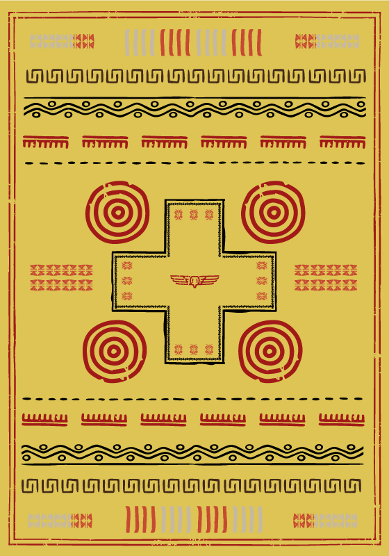 Etnisk design vinyl teppe gul - Tenstickers