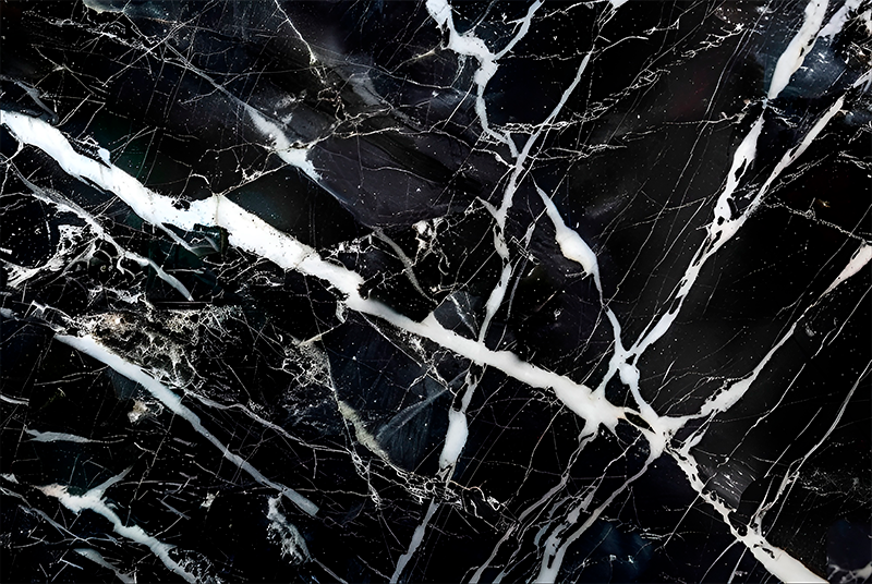 Hvite nyanser marmor vinyl teppe svart - Tenstickers