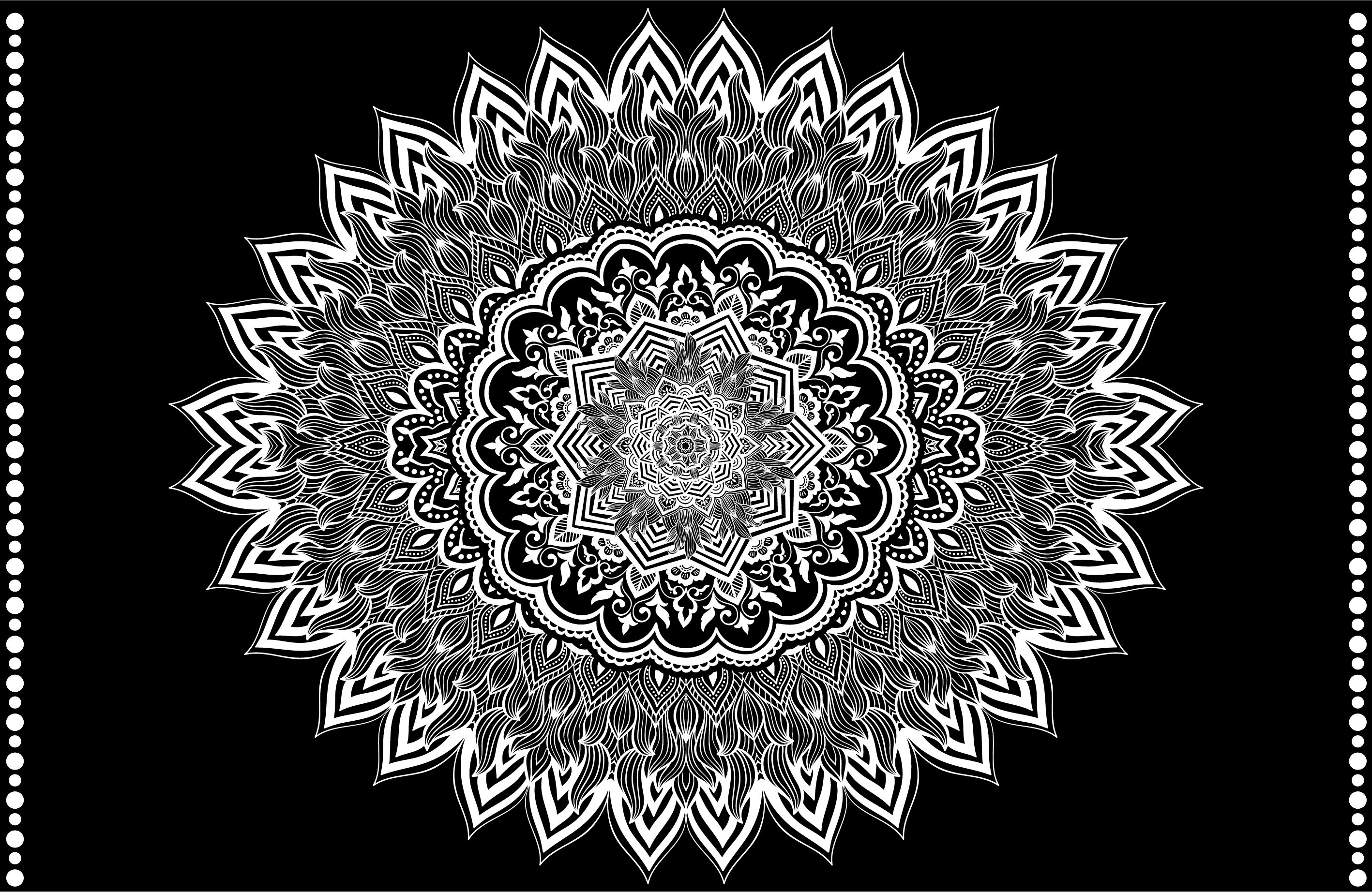 Floral mandala design vinyl teppe svart - Tenstickers