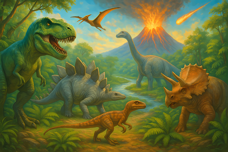 Dinosaurenes utryddelse vinyl teppe dyr - Tenstickers