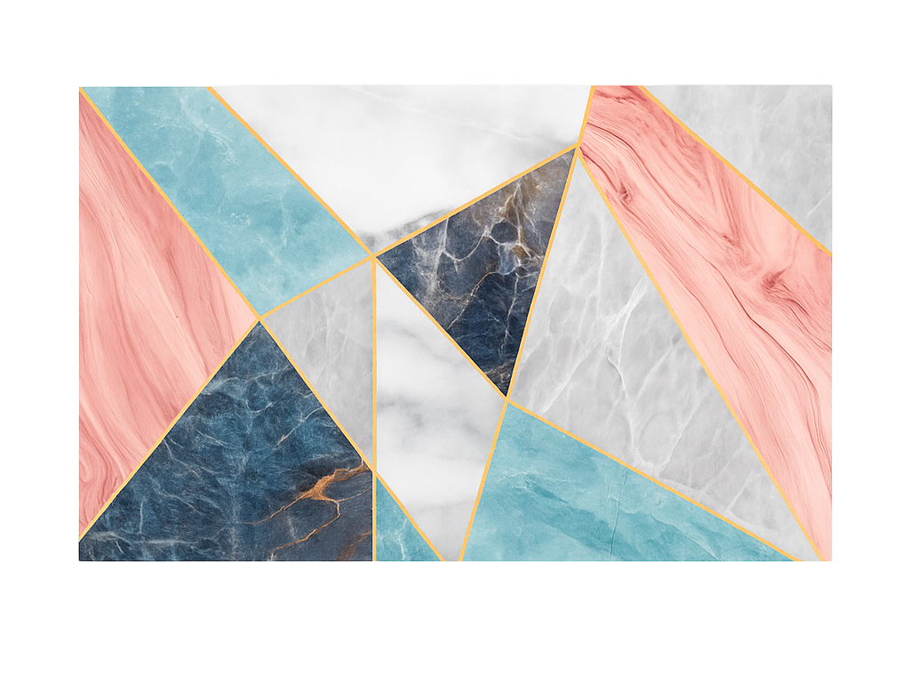 Fargerik geometrisk design marmor vinylteppe - Tenstickers