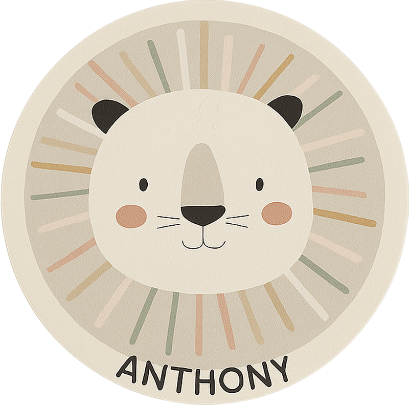 Tilpasset beige løve Vinyl teppe flere barn - Tenstickers